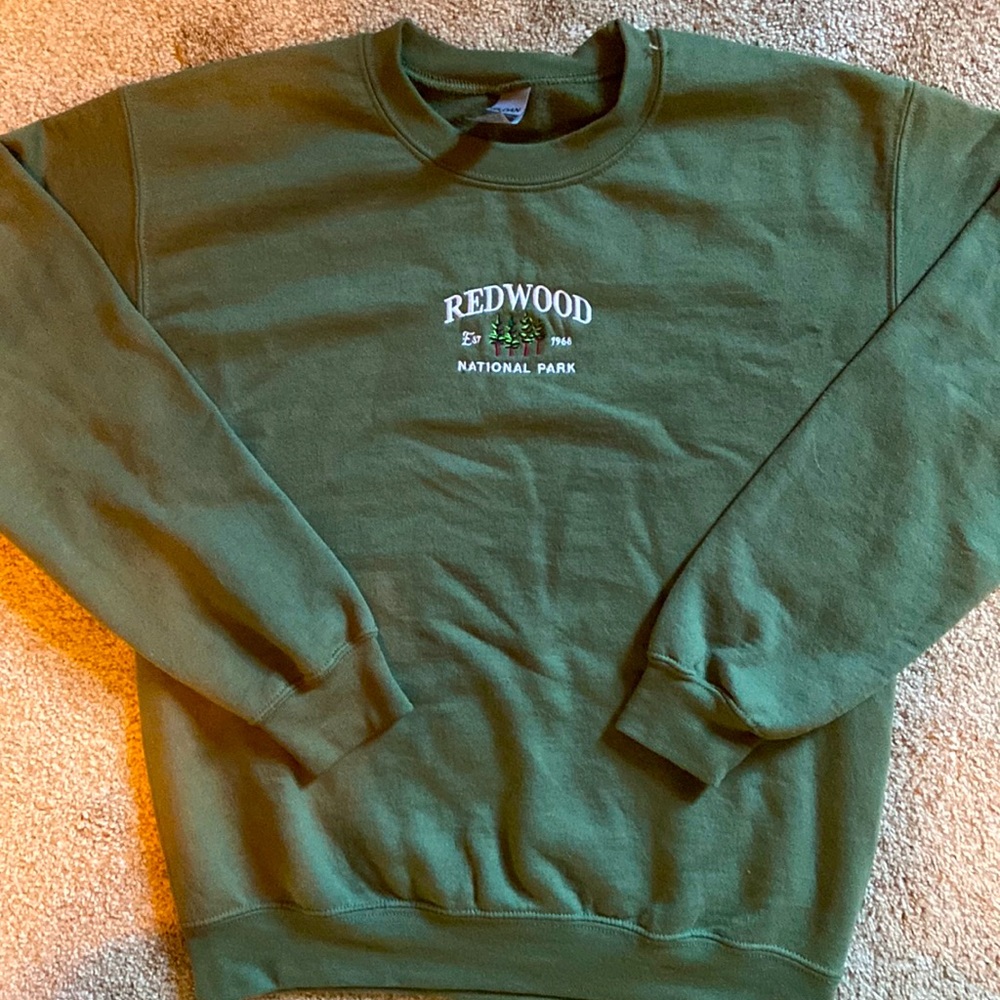 green redwood national park embroidered crewneck sweatshirt
